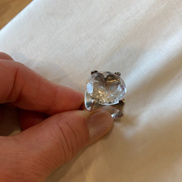 MINT Vintage, MCM, Rock Crystal Stone silver ring by Martti J Hyvärinen, Finland - Picture 2 of 12